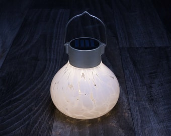 5" Handblown Glass Solar Tea Lantern - White