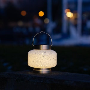 Handblown Glass Solar Lantern  Boaters Square 4.75″ H x 5.88″ W