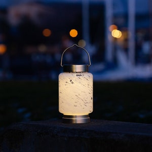 Handblown Glass Solar Lantern Boaters Cylinder 7″ H x 4.25″ W