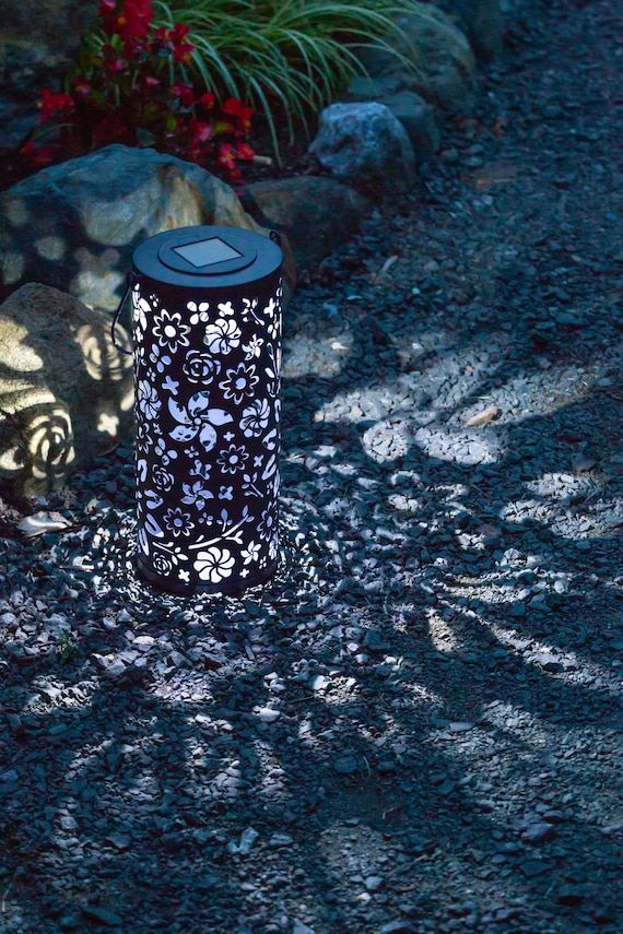 Punched metal solar lantern deals