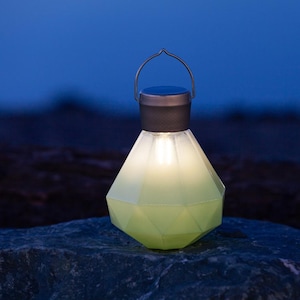 5.5&quot; Handblown Glass Solar Lantern Gem Light - Jade