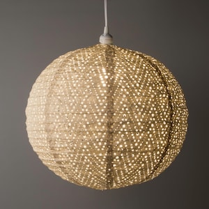 Tyvek® Fabric Pendant Lamp 18″ Indoor/Outdoor - Soji Stella Nova Chevron Pearl