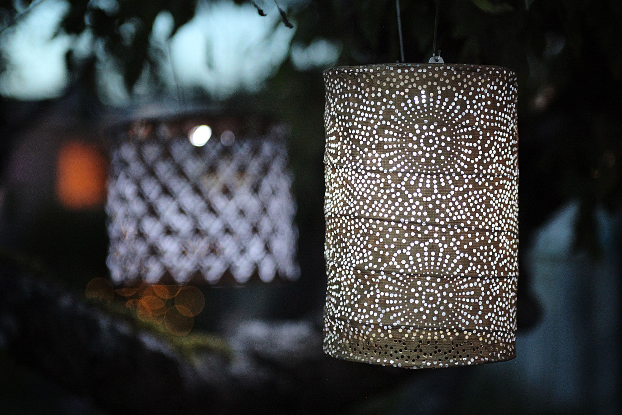 7.5 Tyvek Fabric Solar Lantern Soji Stella Cylinder Bronze Etsy