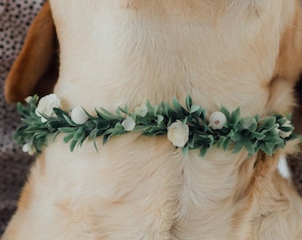 Dog ring bearer Wedding dog flower crown Dog wedding attire