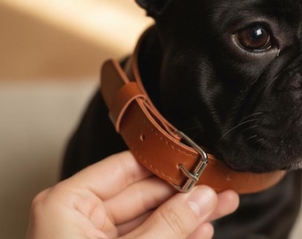 革製犬用首輪セット、ブラウンの犬用首輪とリード、調節可能なペットアクセサリー、犬好きへのギフト
