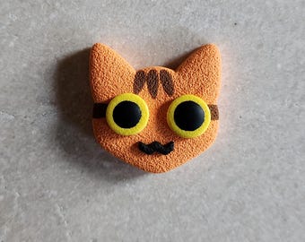 Orange Tabby Cat Yellow Eyes Magnets Handmade Polymer Clay Locker, 1.0 inch.