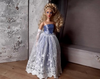 Ball dress for curvy Barbies with long gloves