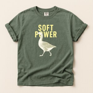 Soft Power Goose T-Shirt, Feminist Statement Tee, Minimalist Political Science Gift, Intellectual Empowerment Shirt, Trendy Animal Graphic