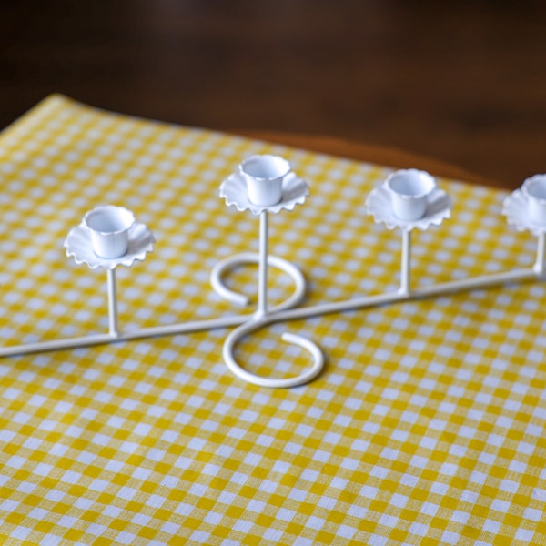 Vintage White 5-Candle Candelabra, Ruffle Taper Holders