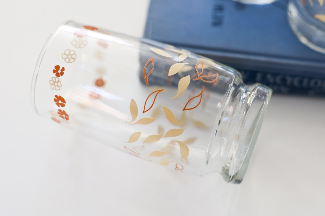 Set of 8, Vintage Juice Glass Tumblers, Fall Floral, Anchor Hocking Etsy