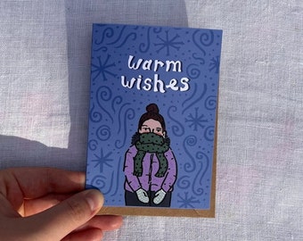 Warm Wishes Holiday Greeting Card, Holiday Card, Merry Christmas Card, Greeting Card, Happy Holidays Card, Wishing you a Cozy Holiday