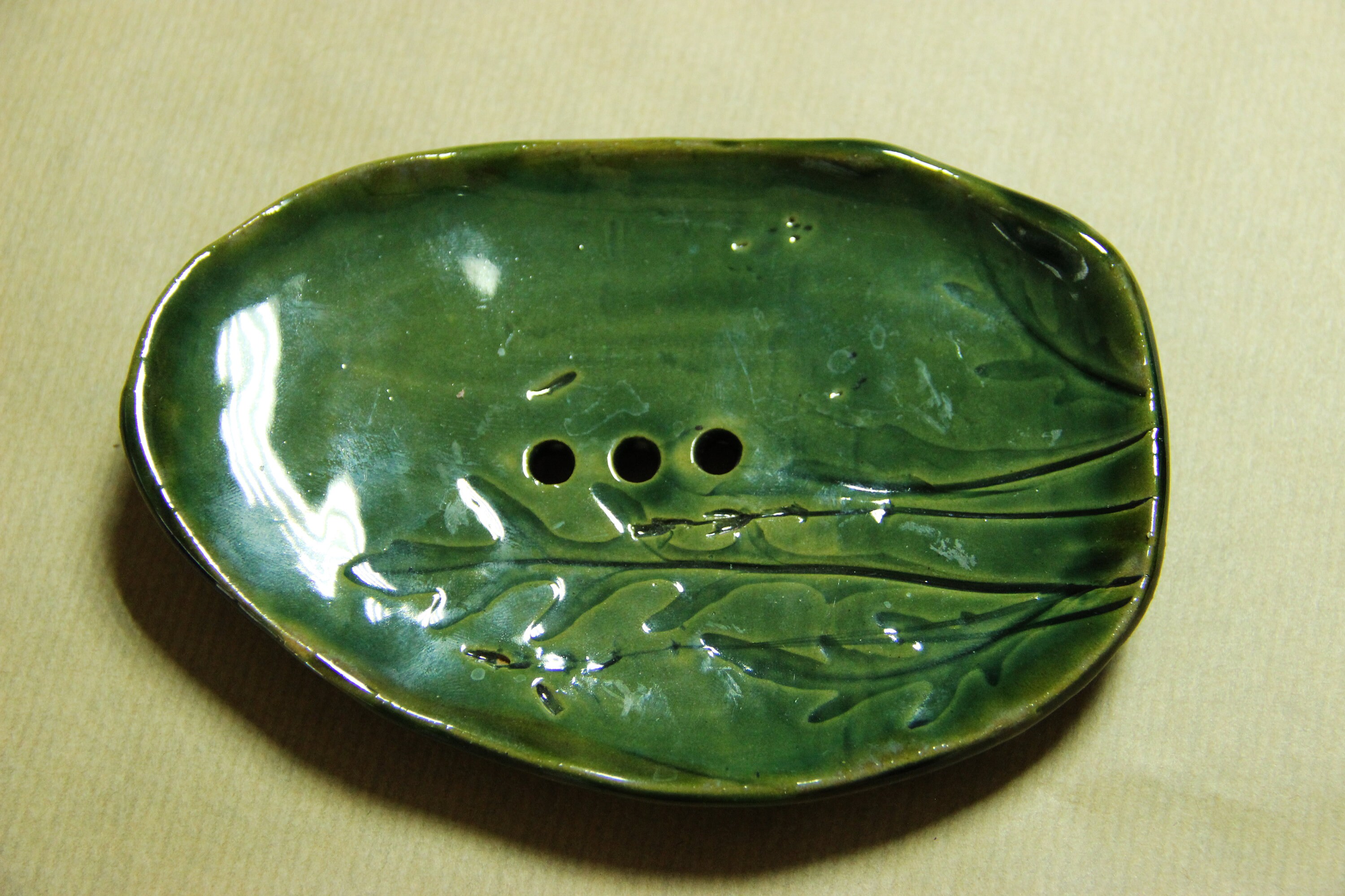 Ceramic soap dish Green stoneware soap dish Bathroom Etsy