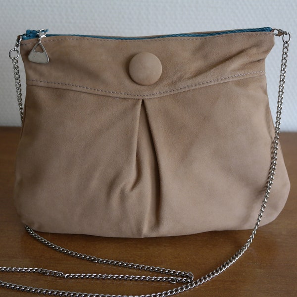 Sac Pochette bandoulière, SERGIO en cuir d'agneau beige