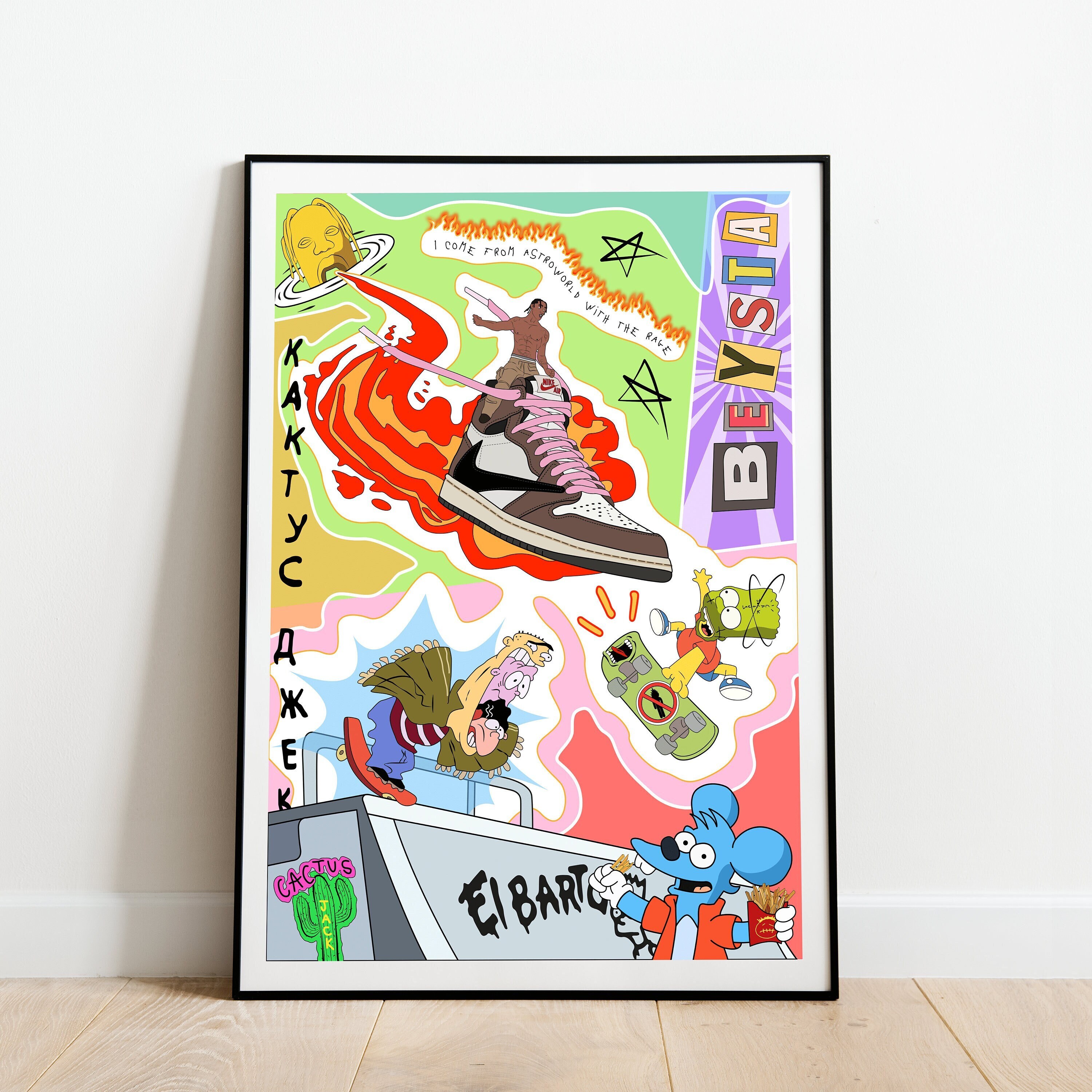 Travis Scott Poster, Jordan Travis Scott, Sneakers Poster Sneakers, Scott, Print Jordan 1 Scott