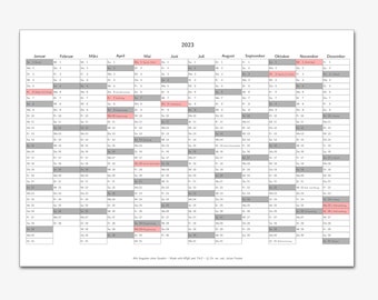 Kalender 2023 als PDF druckbar (Limitierte Auflage), A4, horizontal, querformat, sofortiger digitaler Download, für Bookreader oder Tablet