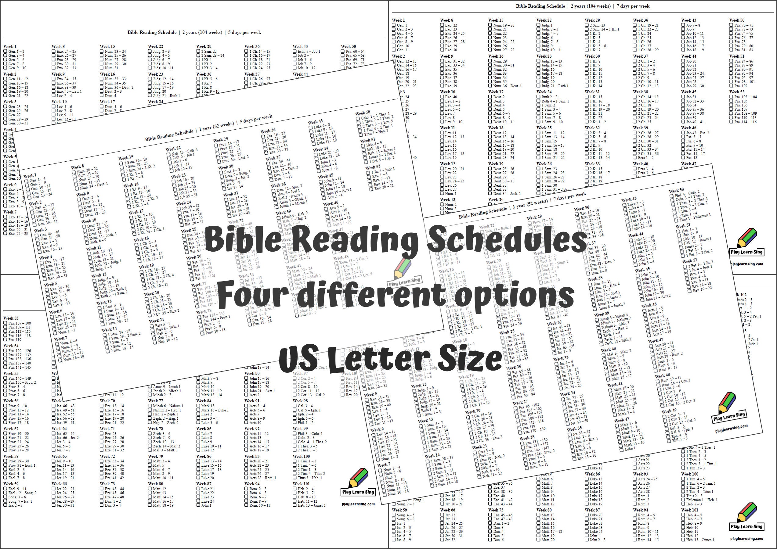 Bible Reading Schedule US Letter Size 4 Schedules Include Etsy
