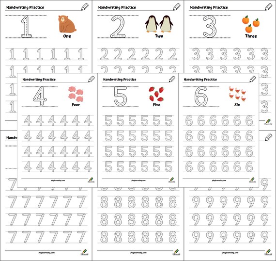 printable number tracing worksheets 1 20 learn to write etsy
