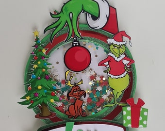 Coctelera topper pastel- Decoración de papel para pastel de cumpleaños - El Grinch Navidad- Mixto - Personaje - Personalizable