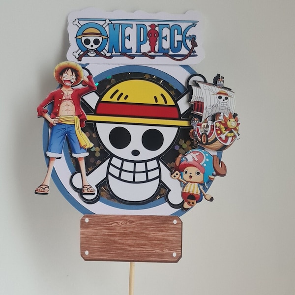 Tortenstreuer – Papierdekoration für Geburtstagstorte – One Piece-Thema – Piraten-Manga