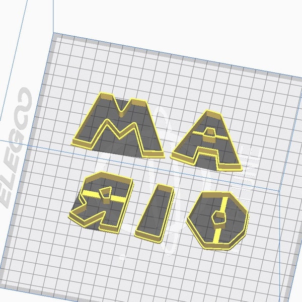 STL Lettre 3D Mario - Fichier pour impression 3D - Emporte piece Lettre - Alphabet