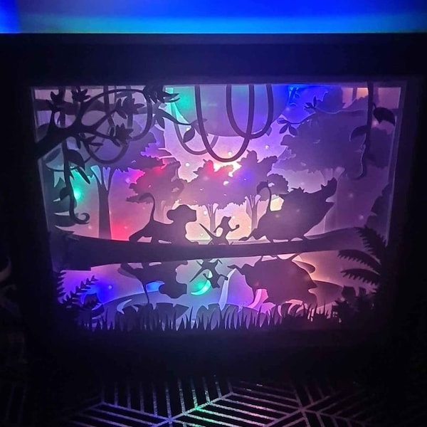 SVG file - Cutting machine - Cricut - Shadow box - Light frame - Lightbox - Box - Magic - Lion king - Decoration - template