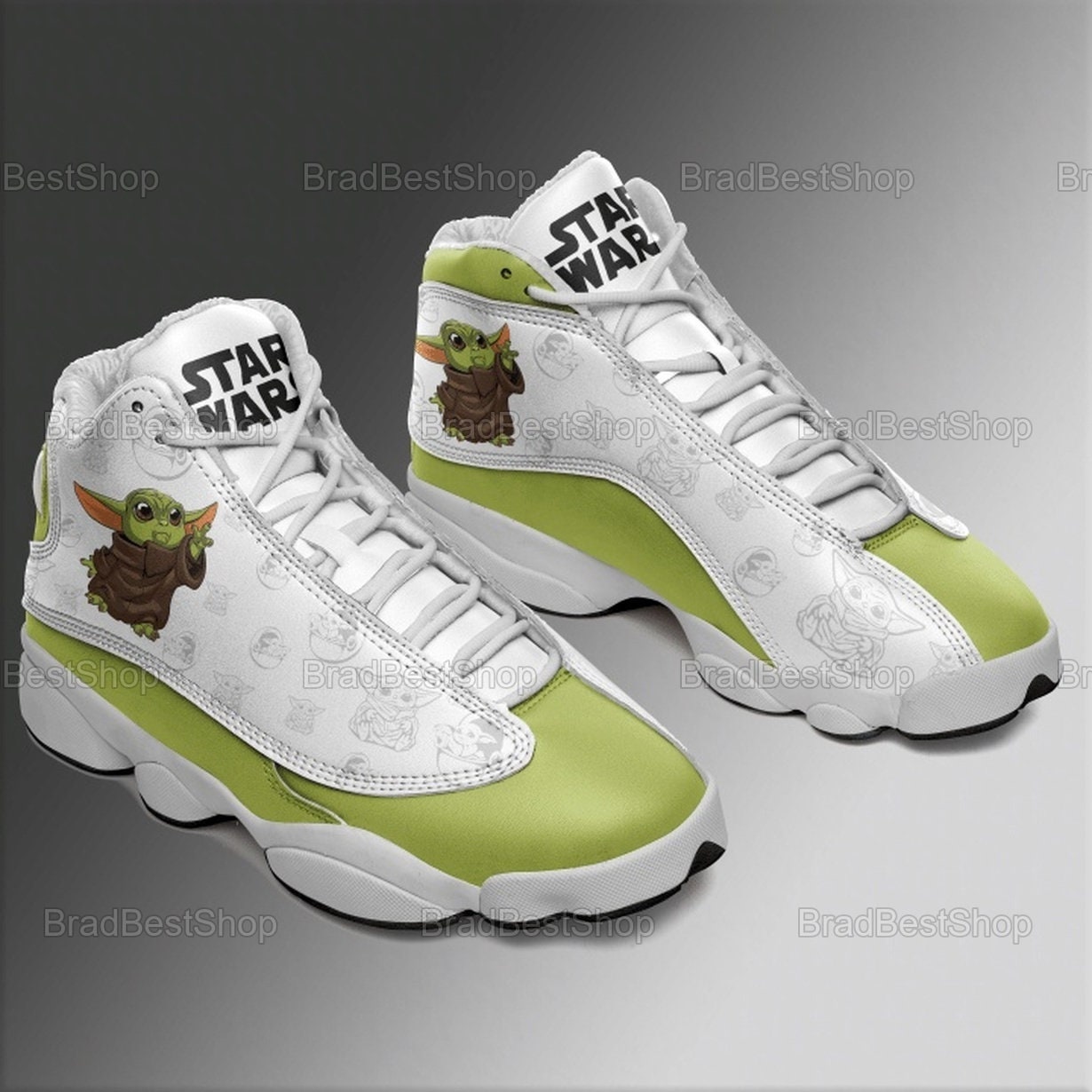 Lindo Bebé Yoda Jordan 13 Zapatillas Star Wars Linda Yoda Etsy