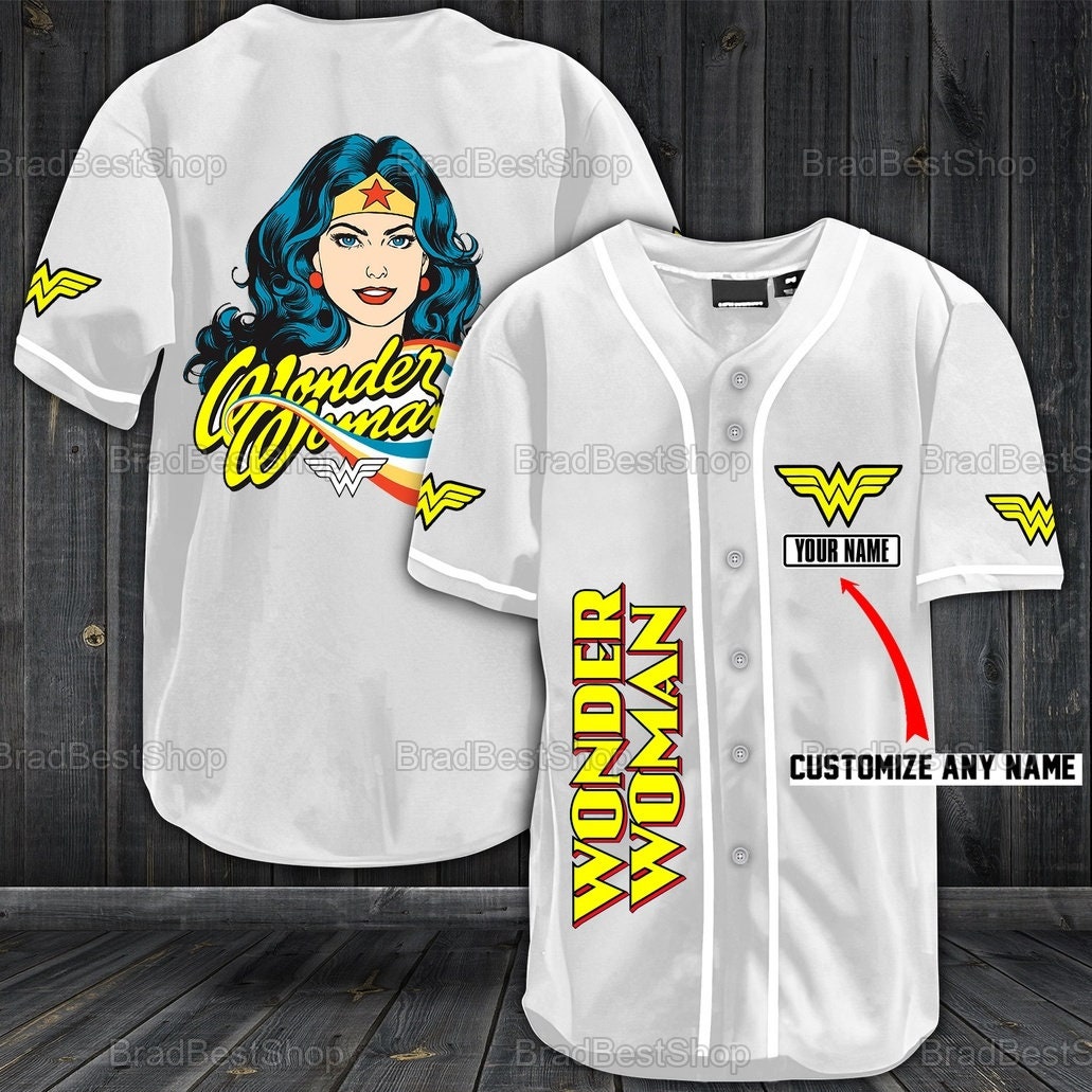 Personalized Wonder Woman Comic Baseball Jersey Justic Legue Etsy