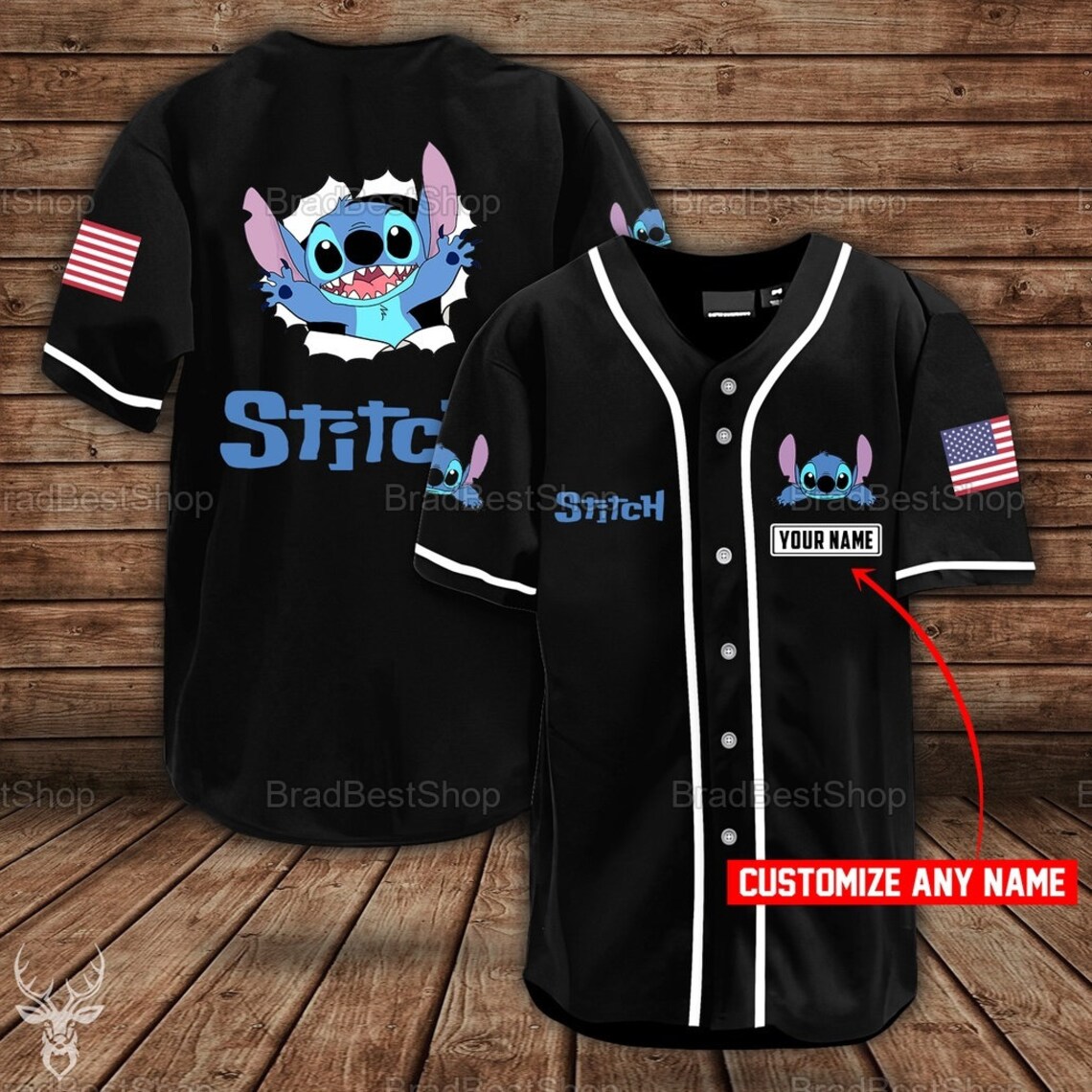 Personalized Stitch Cute Baseball Jersey Lilo & Stitch Movie Etsy