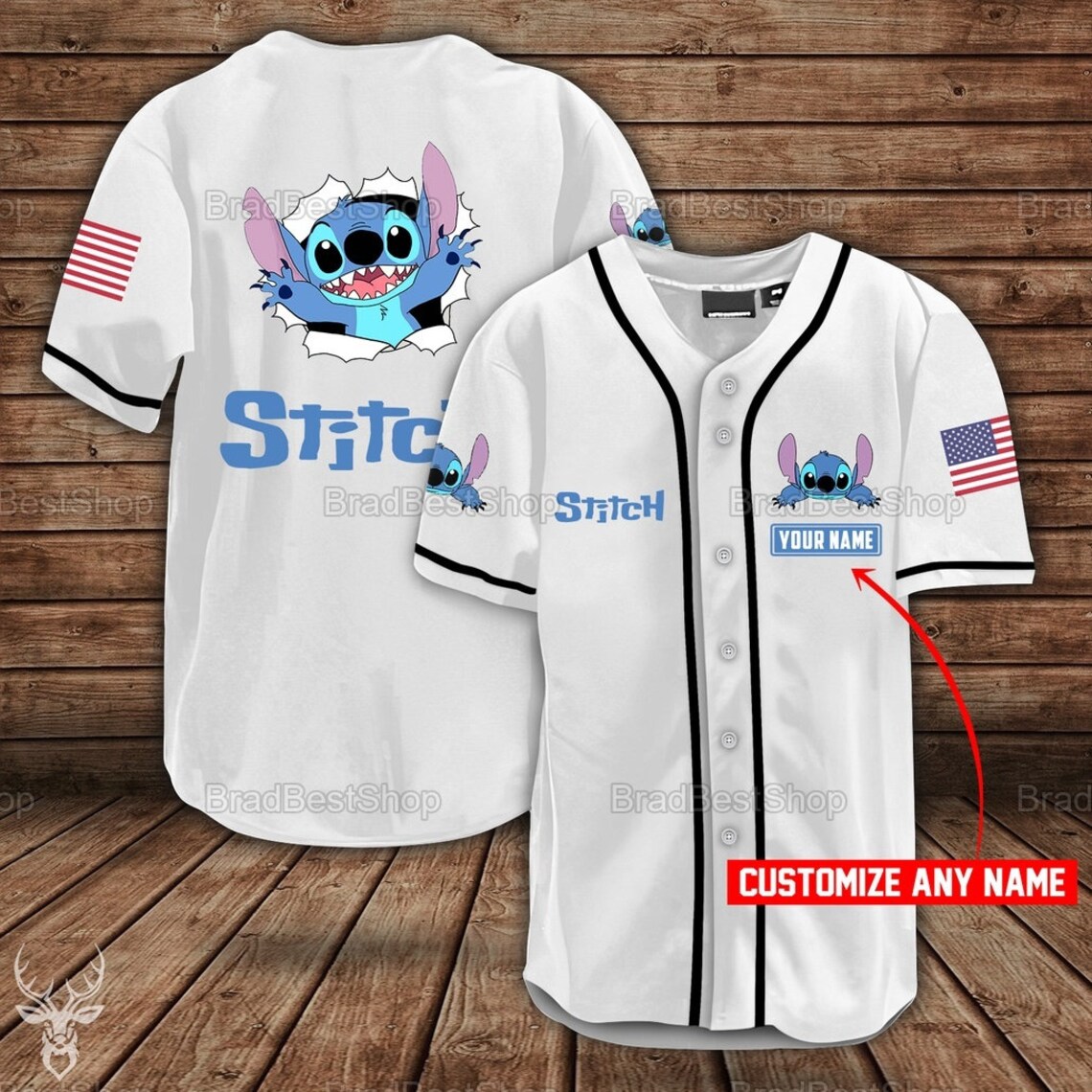 Personalized Stitch Cute Baseball Jersey Lilo & Stitch Movie Etsy