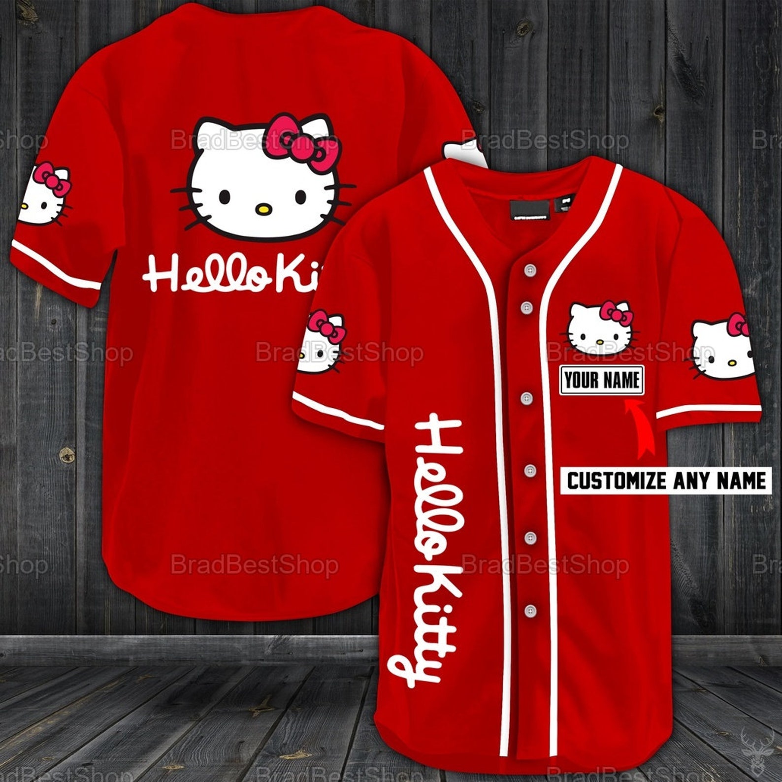 Personalized Hello Kitty Baseball Jersey Cute Cat Baseball Etsy