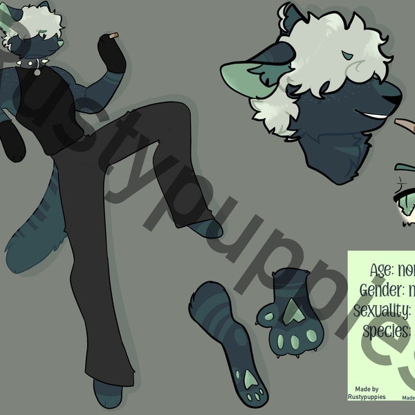 Green feline/ furry adopt/ furry