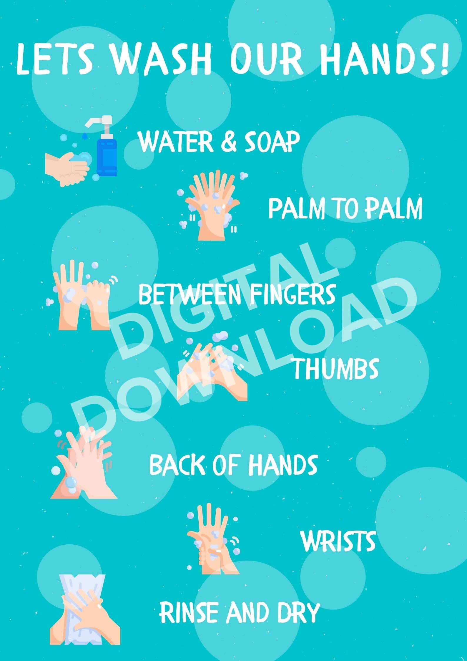 Hand Washing Steps for Kids Digital Download - Etsy Norway