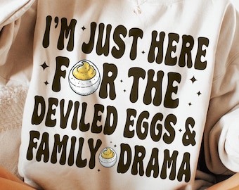 Solo estoy aquí por los huevos rellenos y el drama familiar SVG PNG, diseño divertido de Acción de Gracias, cena de Acción de Gracias svg, moda de Acción de Gracias png svg