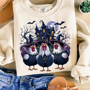 Halloween Chickens PNG, Spooky Png, Autumn Png, Fall Png, Pumpkin Png, Witch Png, Haunted House png, Sublimation T Shirt Design,dtf