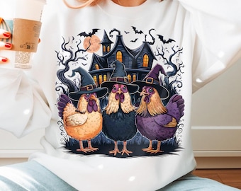 Halloween Hühner PNG, Gruselige Png, Herbst Png, Herbst Png, Kürbis Png, Hexe Png, Spukhaus Png, Sublimation T-Shirt Design, dtf