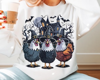 Halloween Hühner PNG, Gruselige Png, Herbst Png, Herbst Png, Kürbis Png, Hexe Png, Spukhaus Png, Sublimation T-Shirt Design, dtf