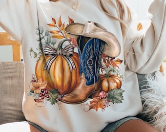 Retro Cowboy Pumpkin png, Western Fall png, Fall png, Pumpkin PNG, Fall vibes png, Thanksgiving, country fall png, Cowgirl png, Sublimation