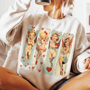 Retro Cupid Coquette bow Png, Valentine T Shirt Design, Valentine&#39;s Day Bow Png, Baby Cupid png, Valentine Love Png, Sublimation Png
