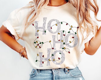 Ho Ho Ho Sequins Glitter PNG Sublimation,  Christmas Png, Christmas Lights Png, Merry Christmas Png, Sublimation T Shirt design