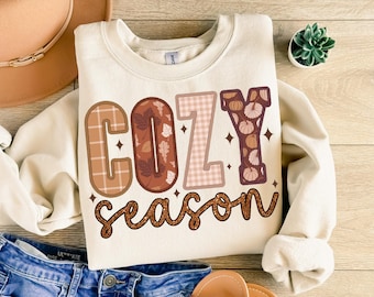 Cozy Season PNG, Fall png, Faux Embroidery Png, Autumn Png, Retro Halloween Png, Thanksgiving Png, Fall T Shirt Sublimation, dtf