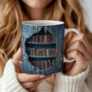 3D Bookshelf Mug Sublimation, 3D Book Mug Wrap, 11oz  15 Oz Mug Design, 3D Mug Wrap, 11oz Mug Png, 15oz Mug PNG Book Lover Mug Coffee Mug