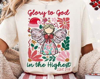 Glory to God in the Highest PNG |Jesus Christmas & Pink Floral Boho Christian Designs | Angel Bible Verses Art sublimation