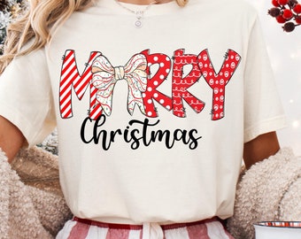 Merry Christmas PNG, Christmas Doodle Coquette Bow Tree Cake Png, Xmas png, Christmas Tree Cake PNG, Sublimation T Shirt design