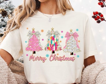 Colorful Coquette Glitter Christmas Tree Png, Girly Christmas Tree Png, Xmas png, Merry Christmas Bow Dalmatian,brushstroke,Sublimation