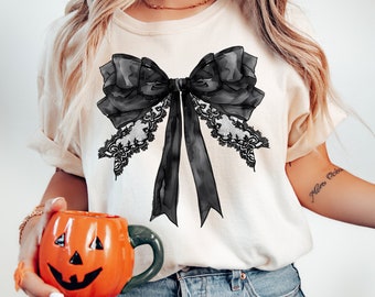 Halloween Coquette bow png, Retro halloween png, Gothic bat png, trending png, black bow png, soft girl png, Gothic png, T shirt sublimation