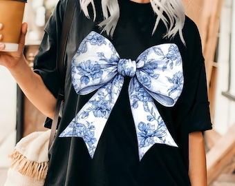 Coquette Chinoiserie Bow png, Toile De Jouy Coquette bow, Blue Willow Sublimation, Grandmillenial, trendy preppy png aesthetic