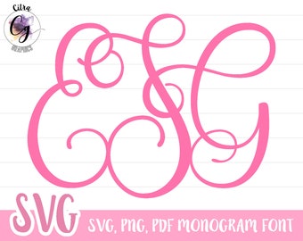 Monogram Fonts Svg Etsy