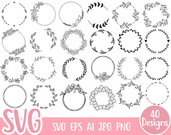 Download Flower Wreath Cut File Commercial Laurel Wreath Svg File Wreath Vector Wedding Monogram Wreath Floral Wreath Monogram Frame Drawing Illustration Art Collectibles Delage Com Br