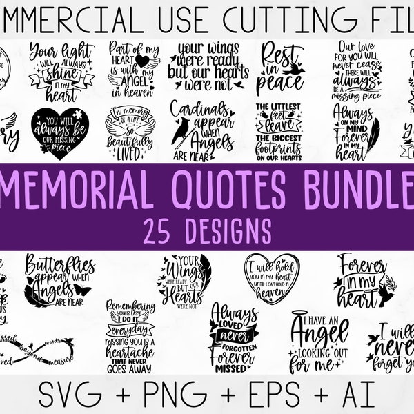 Memorial Svg Bundle,Memorial Quotes Svg, Rest In Peace Svg, Cardinal Svg, Loving Memory Svg, Heaven svg, Christian Svg, Remembrance Svg