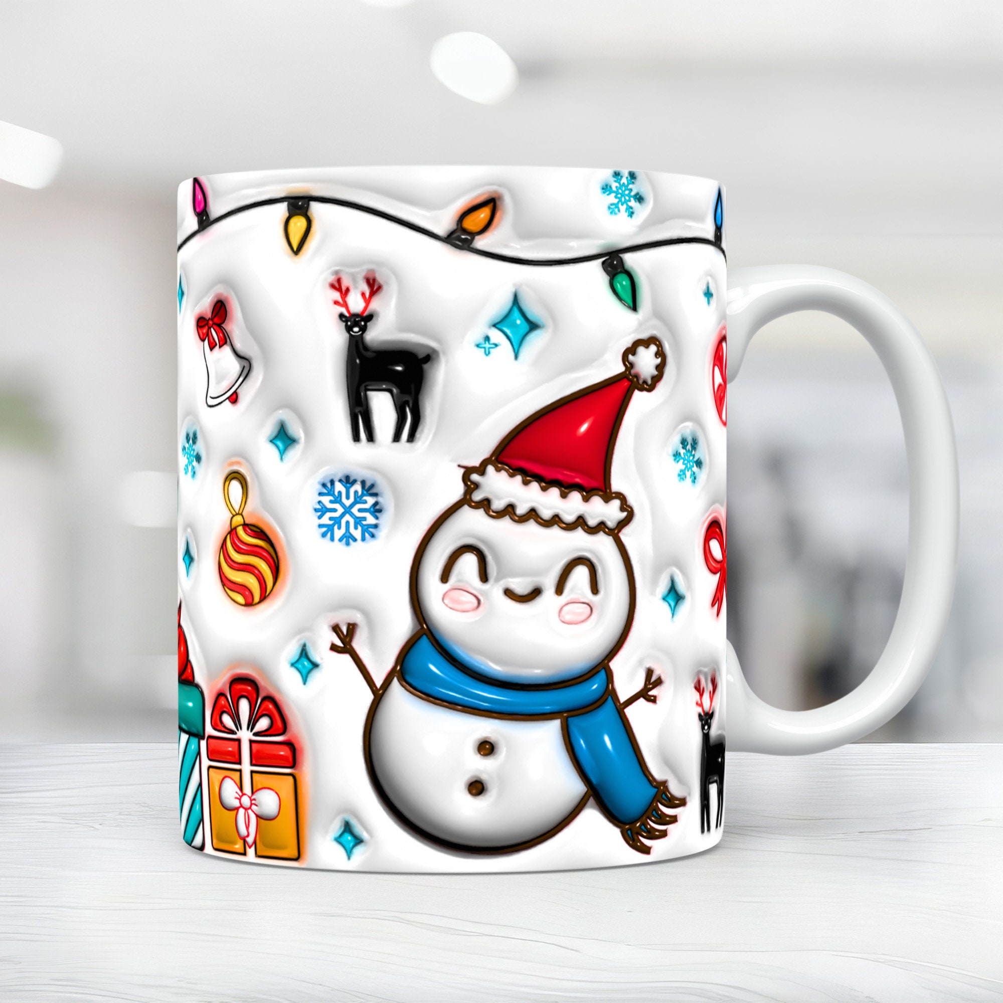 3D Snowman Mug, Christmas Mug, 3D Inflated Puffy Mug Cup 1 - Inspire Uplift
